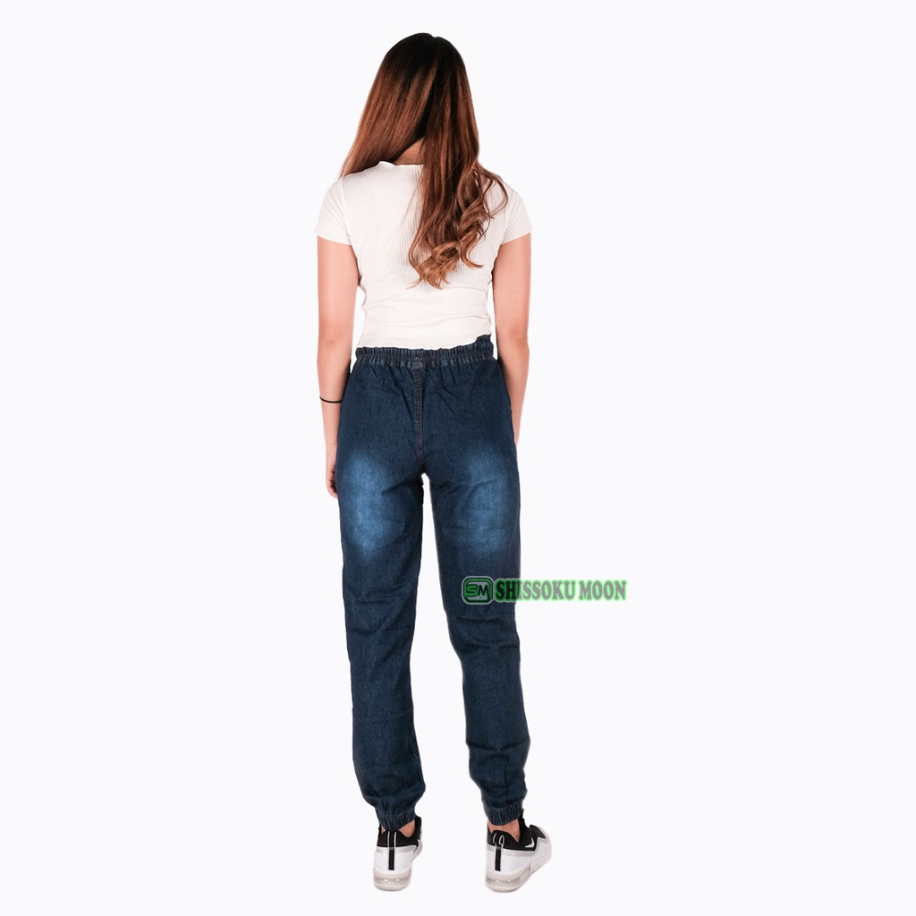 Celana Panjang Wanita Model Jogger Bahan Denim