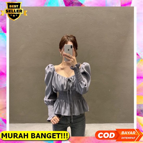 Blouse Wanita Blues 2021 Blose Terbaru Import Kondangan Murah Kekinian 2022 Blus Blous Bluse [Rosa]B