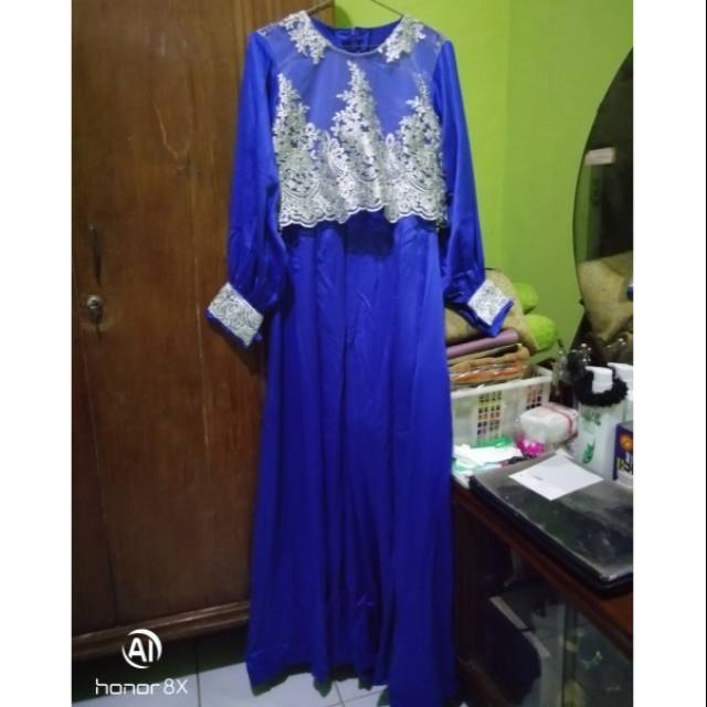 Preloved gamis Biru Elektrik cantik