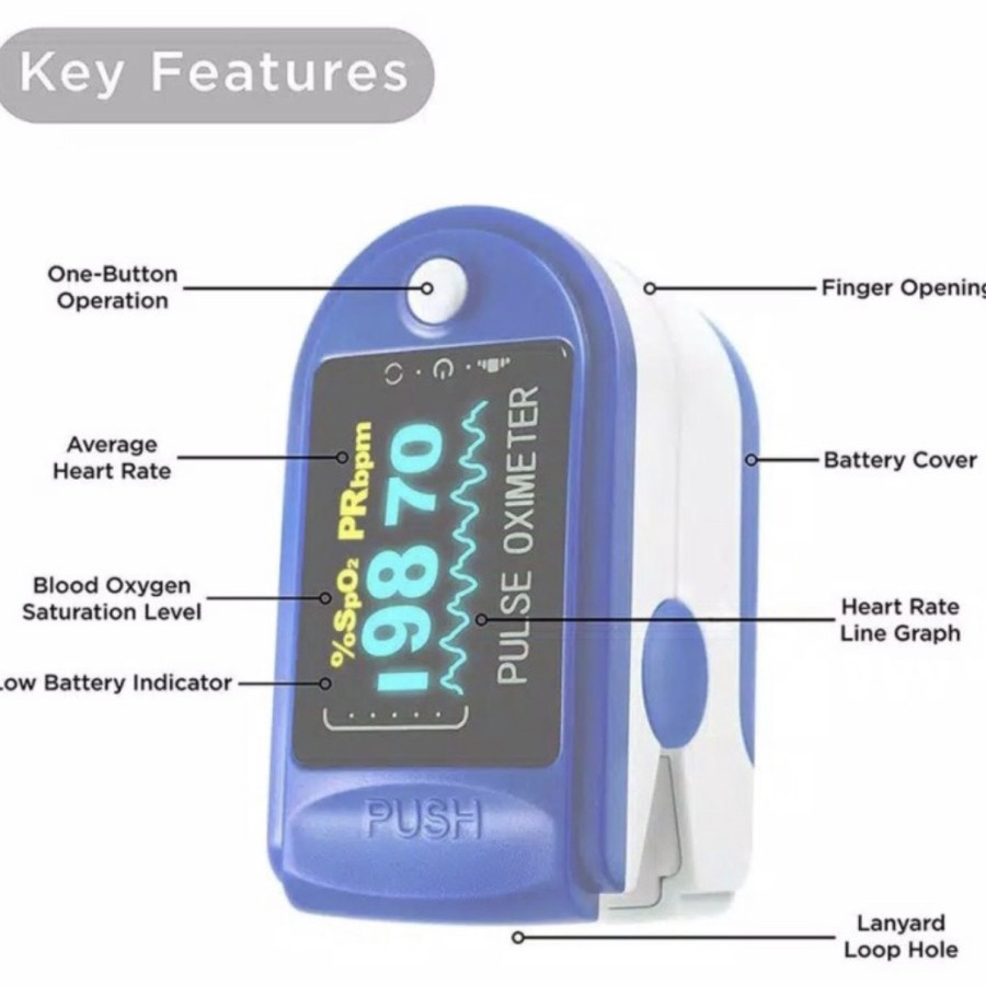 Oximeter Fingertrip - oximeter 4 warna LCD -Oxymeter Full Colour LK87