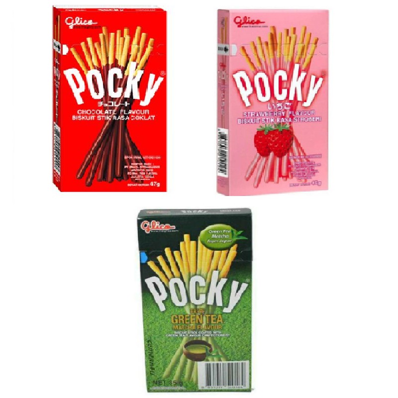 

Glico Pocky Stik Rasa Cokelat, Strawberry, Matcha Kemasan 47gr