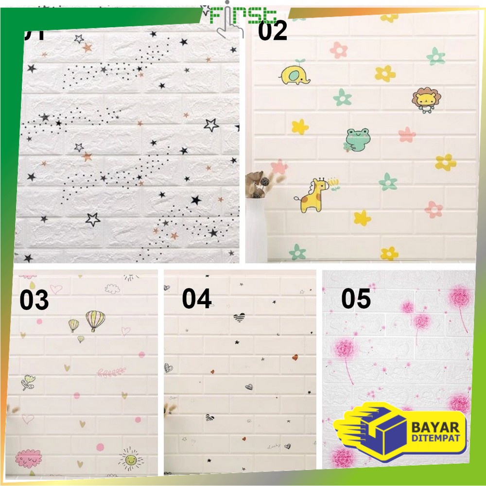 *COD* FH-C55-58 Wallpaper Dinding 3D Wall Sticker Foam Batu Bata Walpaper Dinding Murah WallSticker-Batu Bata Motif