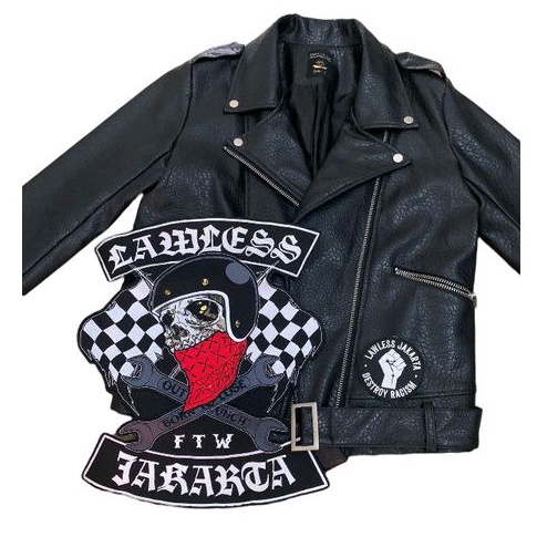 Riders Jacket + Backpatch & Patch Lawless Jakarta