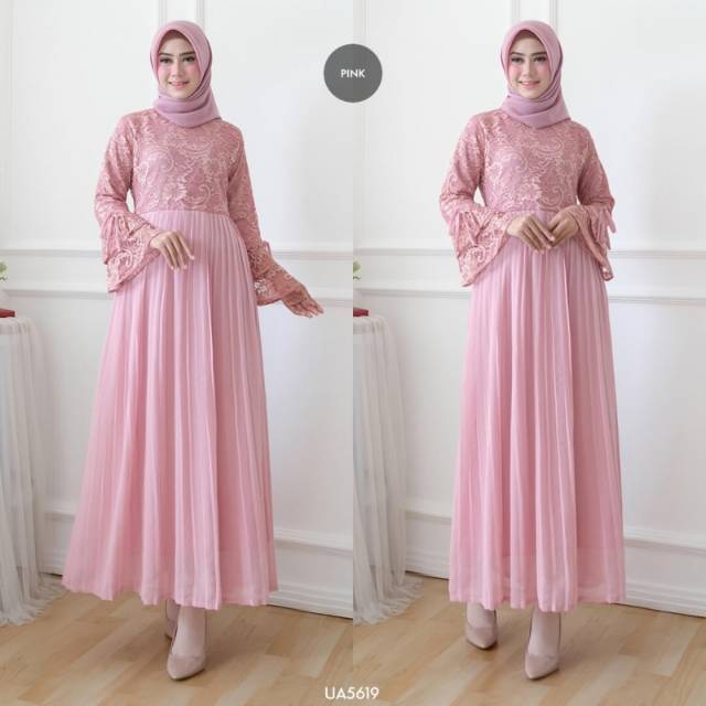 GAMIS BELLA PLISKET FIT TO L DEWASA Dress Pesta Baju Lebaran