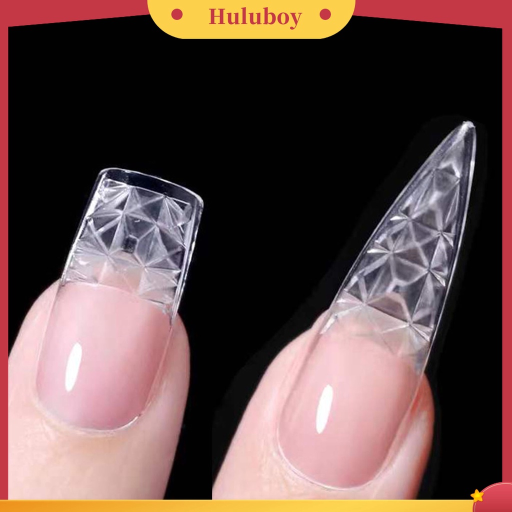 Huluboy Huluboy♡ 500pcs / Box Kuku Palsu Full Cover Transparan Untuk Manicure