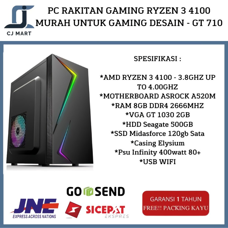 PC RAKITAN GAMING RYZEN 3 4100 MURAH UNTUK GAMING DESAIN - GT 730