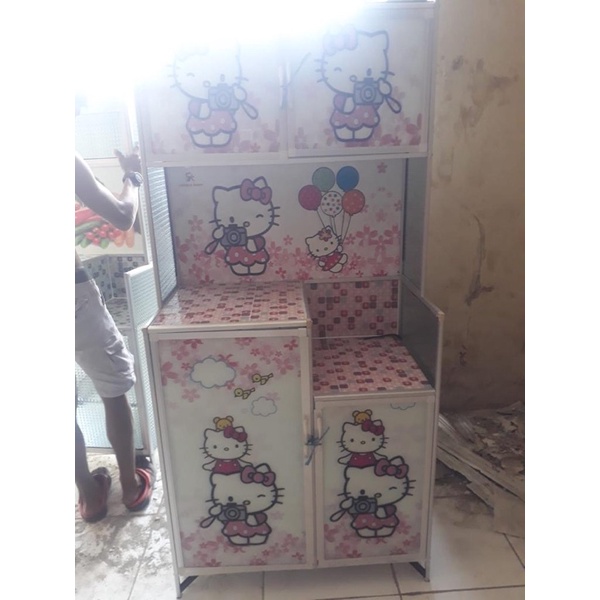 rak piring 2 pintu kaca airbrush