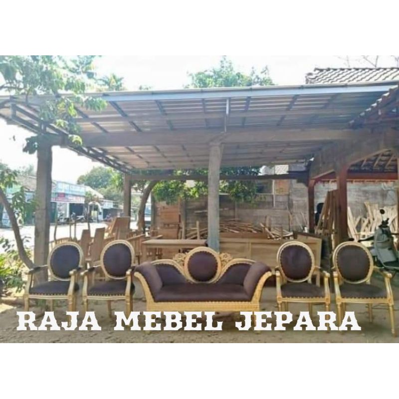 set pelaminan gold kayu jati, kursi set pelaminan jepara