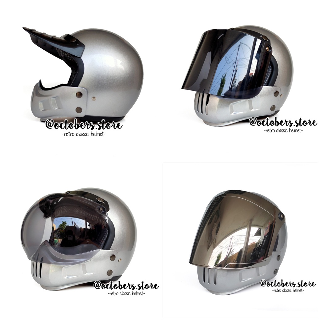 HELM CAKIL MODULAR SILVER (HALF FACE / FULL FACE) - HELM RETRO - HELM BOGO