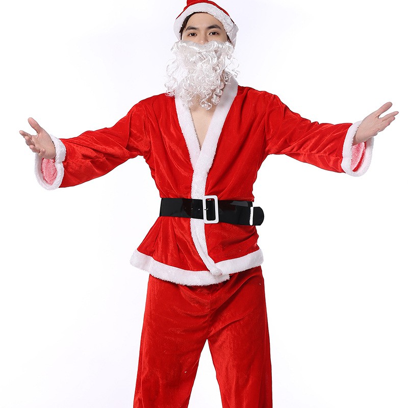 set kostum baju natal sweater kardigan pria santa claus cosplay