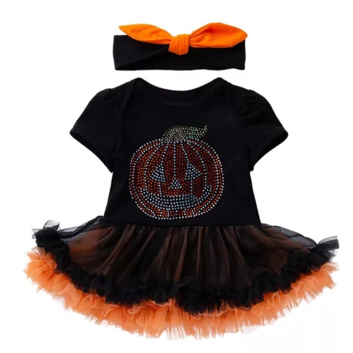 Baby first halloween tutu romper baby halloween pumpkin costume3