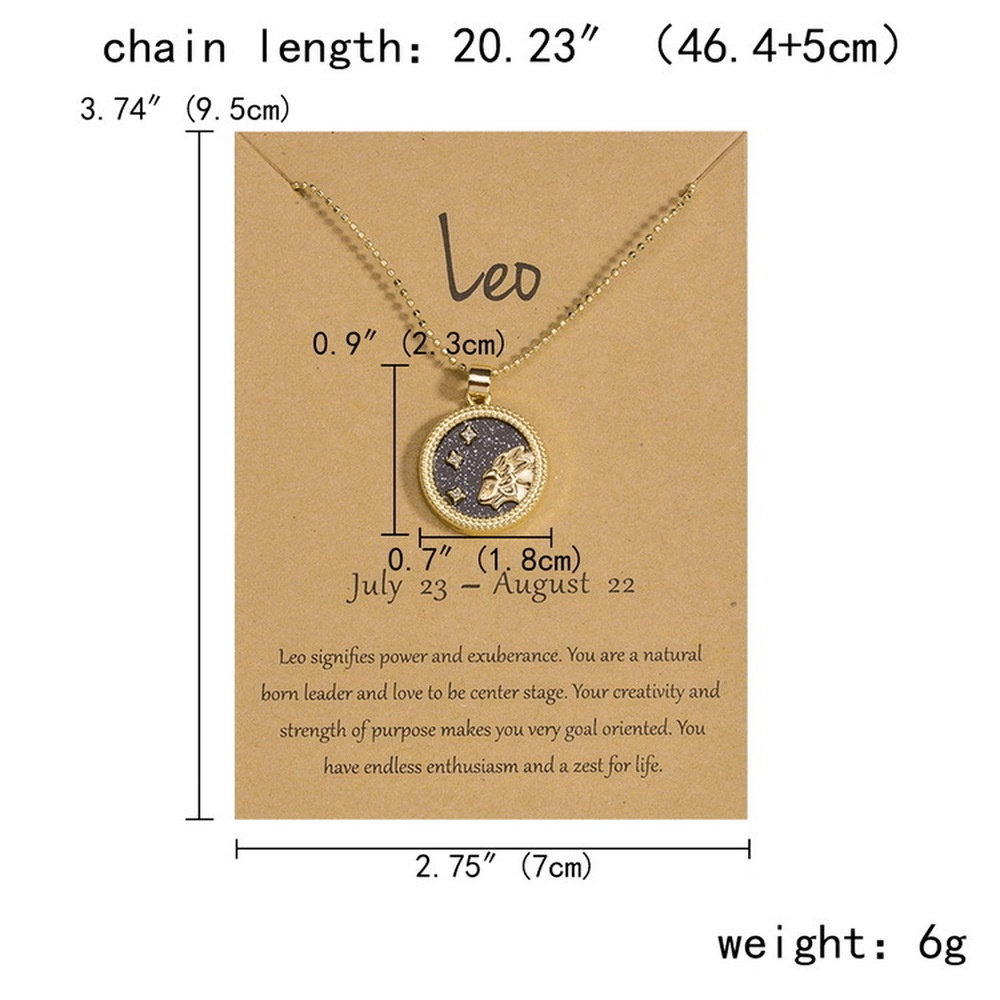 Twelve Constellation Necklace Day and Night Coin Clavicle Chain Rose Gold Sweater Chain Couple Jewelry Sexy Girl Jewelry