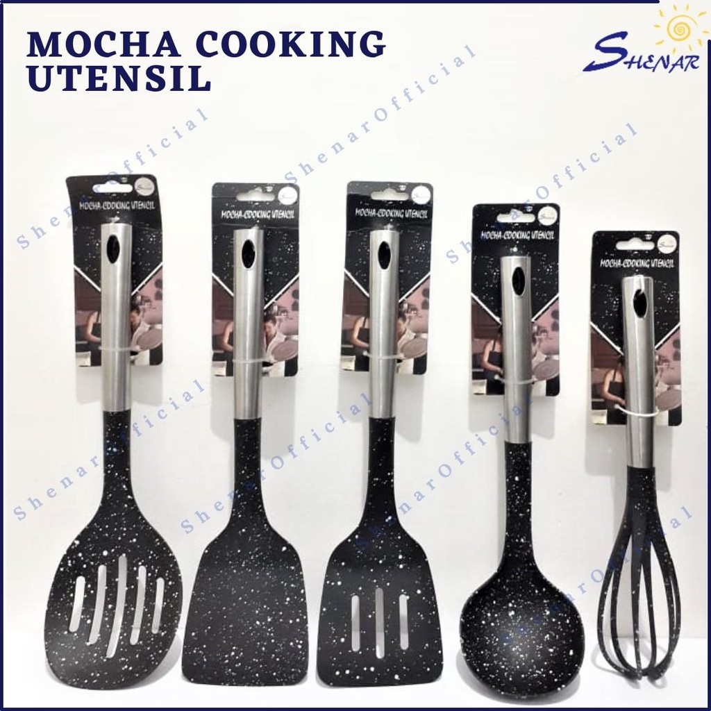 Kitchen Tools Spatula Sutil Sendok Sayur Spatula Saring  Bahan Nilon Hitam Bintik-bintik