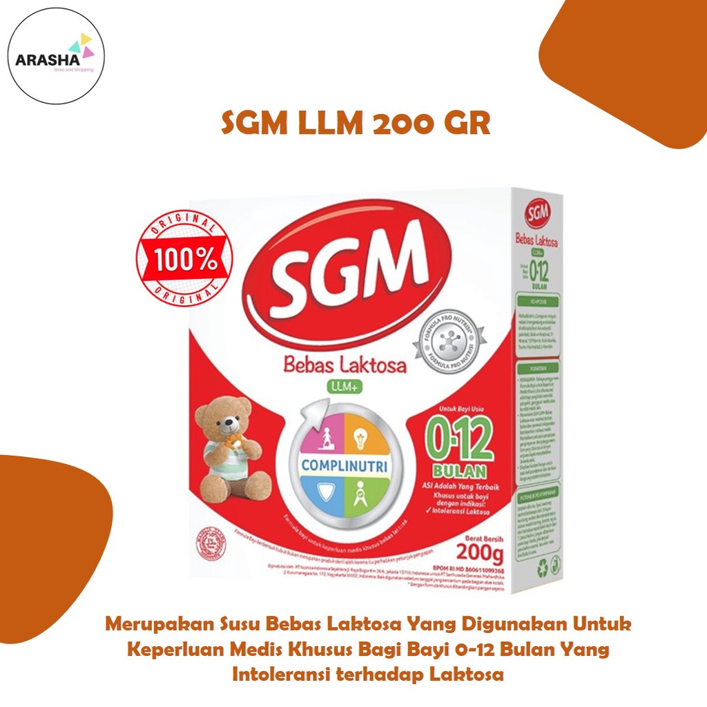 SGM LLM BEBAS LACTOSA 200 GR 0-12 BULAN Susu Formula Bebas Lactosa Untuk Bayi