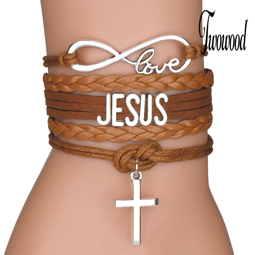 Gelang Tali Multilayer Desain Infinity Love JESUS Cross Untuk Unisex