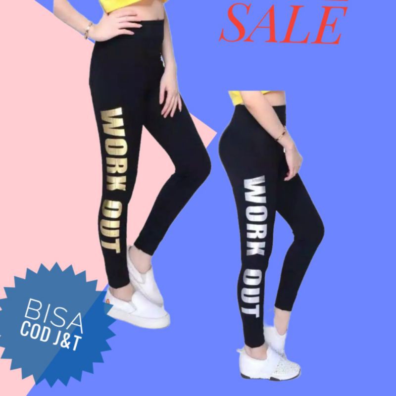 Legging Olahraga Jumbo Sablon Work Out