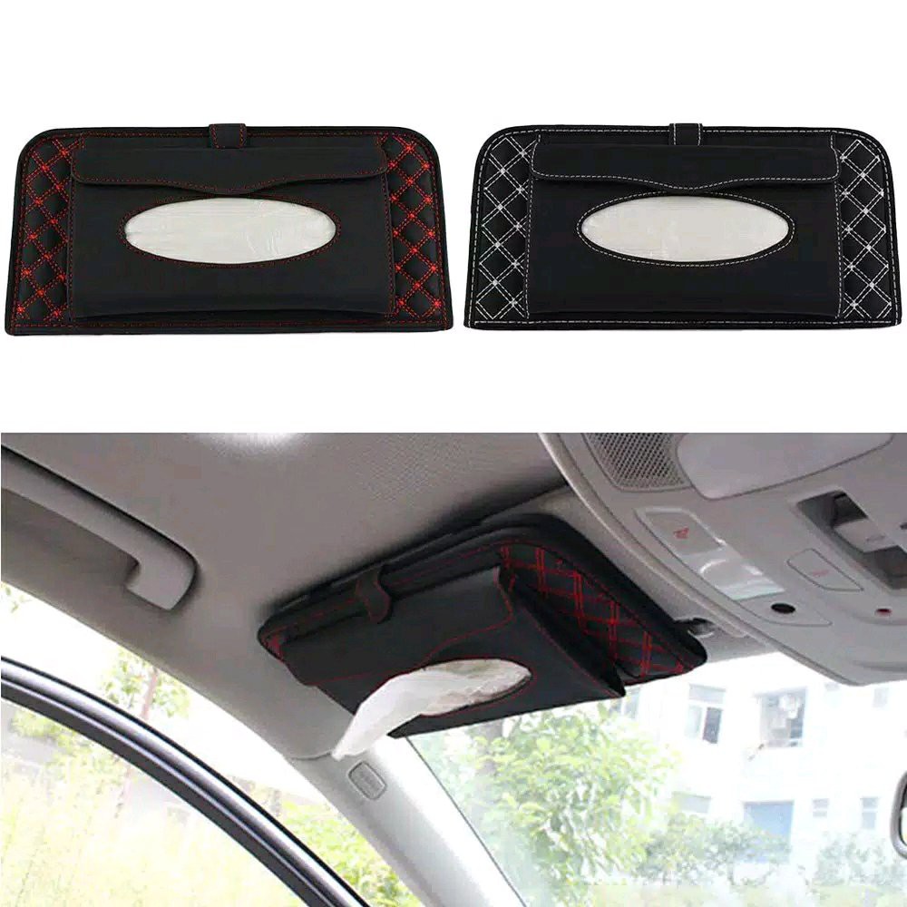 Tempat tissu MOBIL JEPIT SUNVISOR + cd benang merah benang putih UNIVERSAL DOUBLE