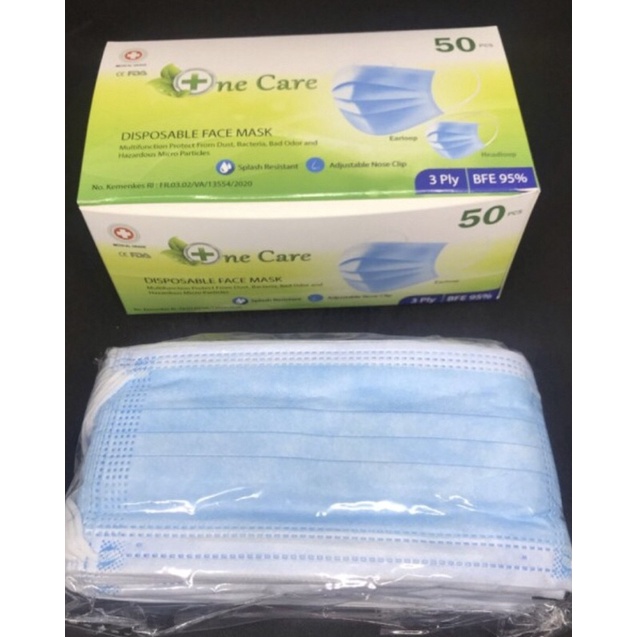 MASKER DISPOSABLE PROTECTIVE MASK AAA+ FACE MASK 3PLY ISI 50pcs ORIGINAL MURAH NE CARE NECARE PROMO