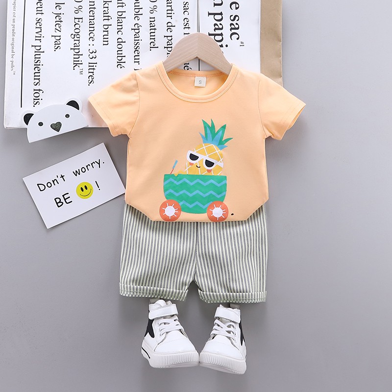 Setelan Pakaian Baju Celana Anak - Motif NANAS 013 - 8 bulan - 4 tahun