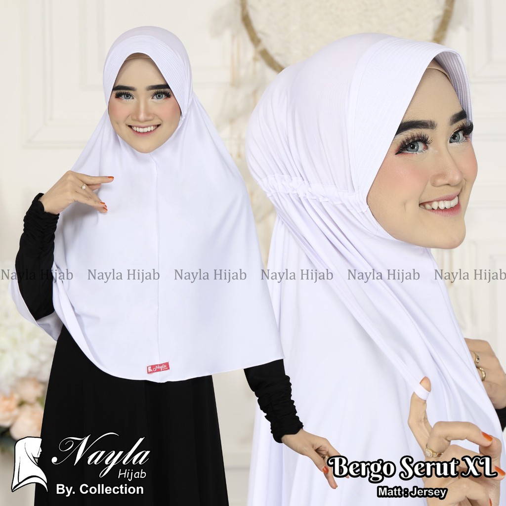 Jilbab Instan Bergo Serut XL Kerudung Instan Bergo Serut Ori Nayla Hijab Bergo Serut Nayla Hija'b