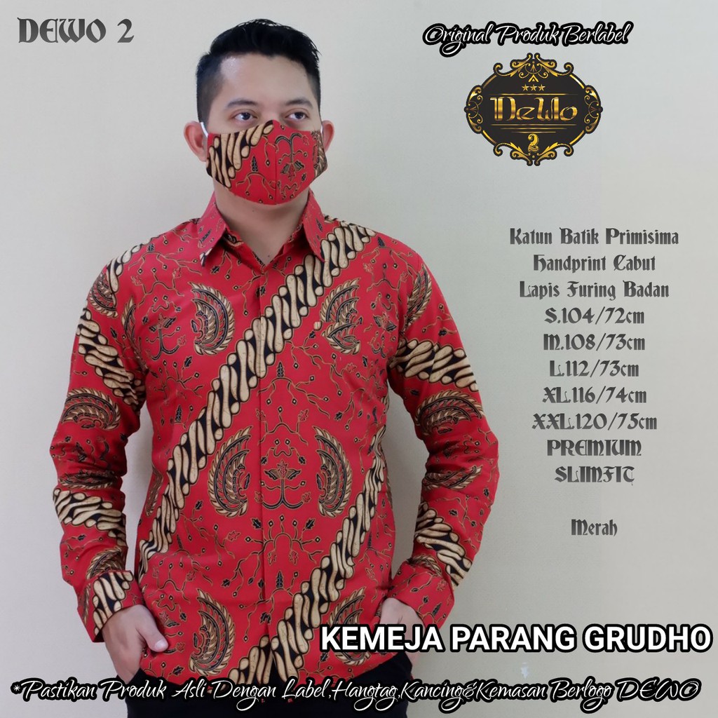 PARANG GRUDHO Kemeja Batik Pria Lengan Panjang | Hem Batik Pria FULL FURING Batik DEWO