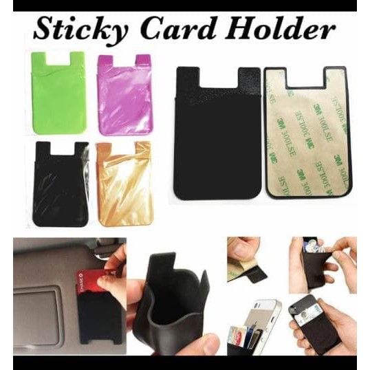 Sticky card Holder Tempat Kartu ATM TOLL Sarung Dompet Tempel di HP