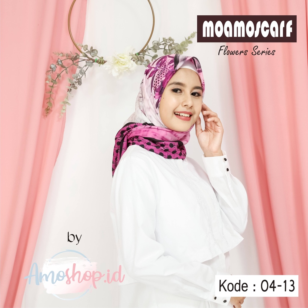 Hijab Motif Segi Empat Kerudung Voal Premium Murah Lasercut Scarf Flower Series