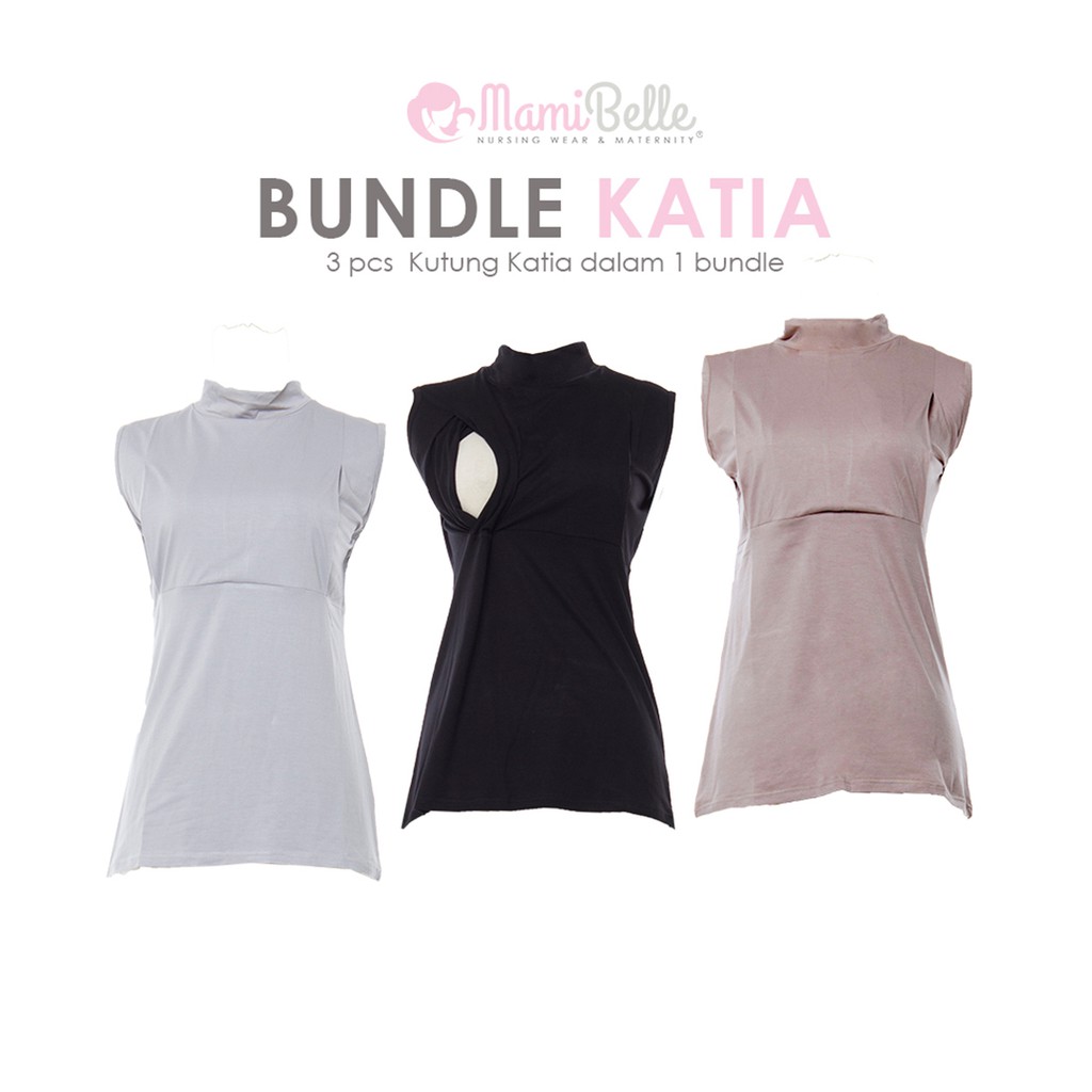 

Mamibelle Katia Bundle Baju Hamil & Menyusui Manset Kutung Black Brown White Navy Khaki Grey