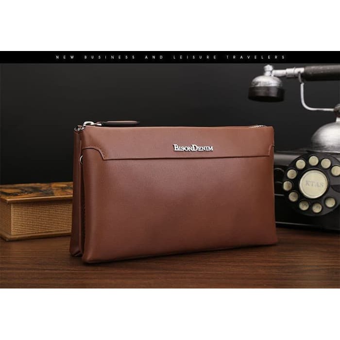 Dompet Panjang Pria Wanita  BC93  Dompet Panjang Besar Clucth Kulit Pria Bison Denim Bison N8014
