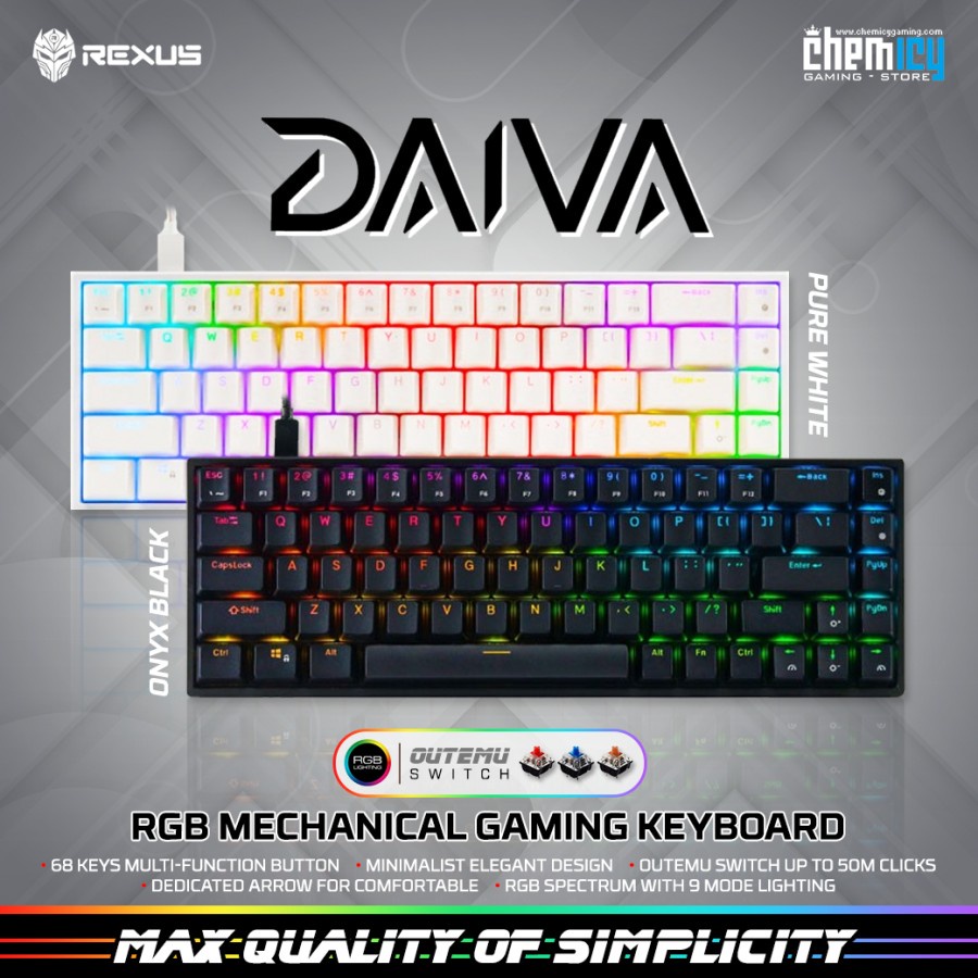 Rexus DAIVA RX-D68 RGB 68% Hotswappable Mechanical Gaming Keyboard