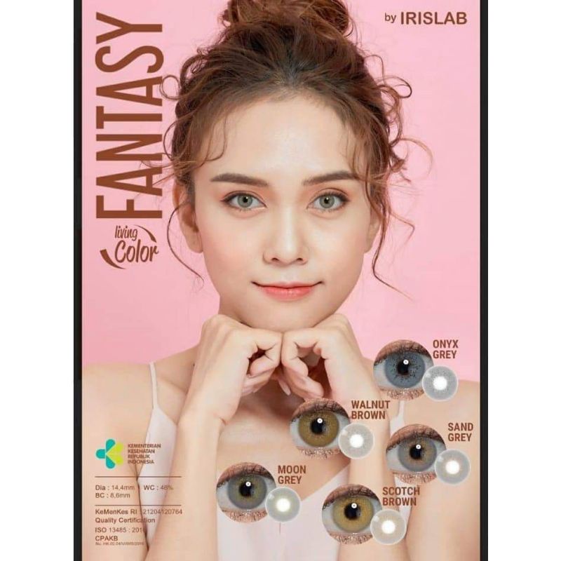 Cod Paket Softlens Fantasy Normal Dia 14,4mm + Air Softlens X2 Ukuran 60ml + Lenscase + Pinset | Paket Softlens Living Color