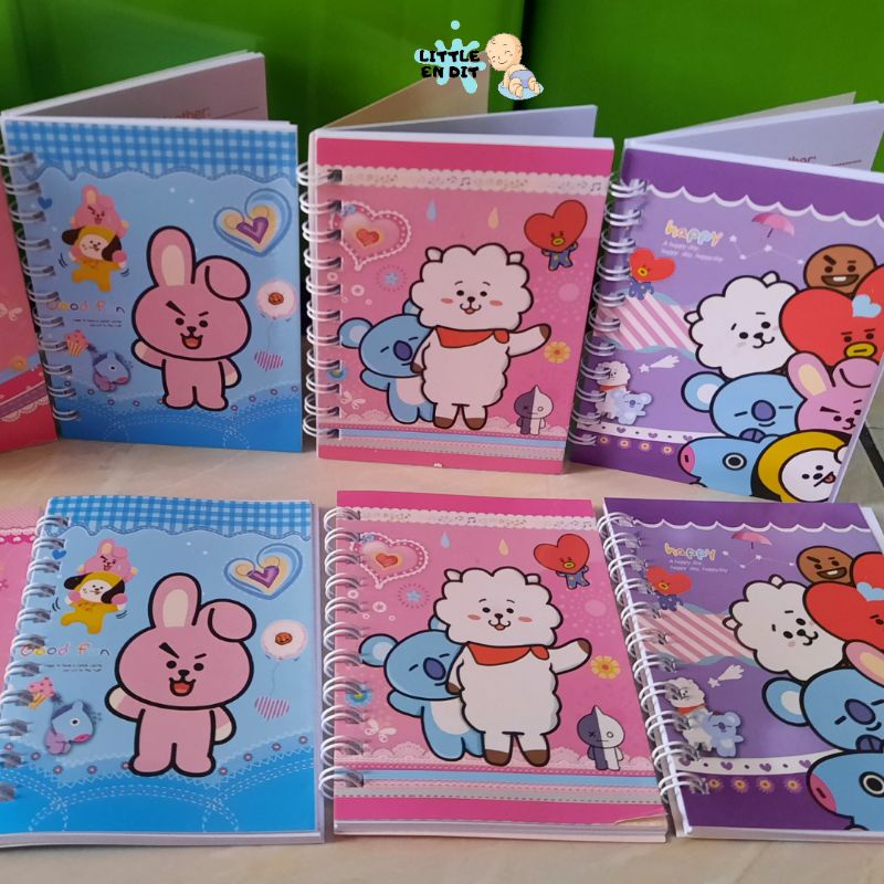 

Littleendit Notebook / Buku Memo / Ring Book Motif BT21