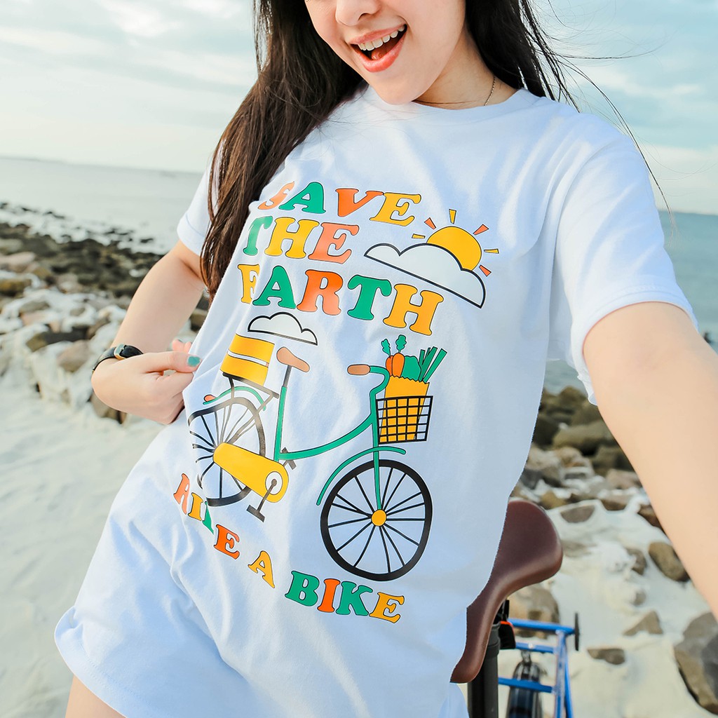 Kaos Distro Save The Earth Ride A Bike New States Apparel Premium Cotton 24s