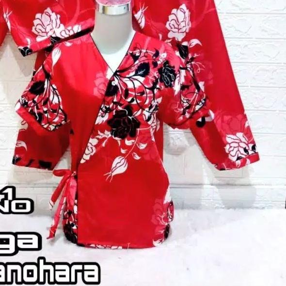 ❆ JNV Kimono 3in1 Wanita Motif Bunga - Karakter Kartun - Satin Embos - Baju tidur Kimono 3in1 - Baha