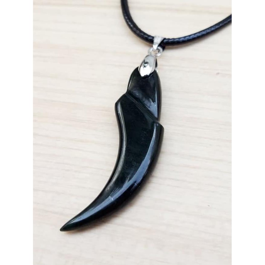 q2s1 liontin batu giok hitam model kuku macan natural black jade bodyglass iyyb