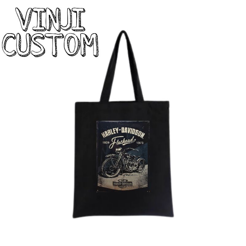 Tote bag HARLEY DAVIDSON / tote bag resleting / totebag hitam / totebag wanita / tote bag pria / tas