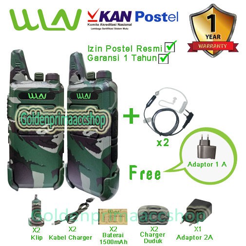 Paket HT FBI WLN Two-Way Radio -LORENG HIJAU ARMY 2 (isi2pcs)