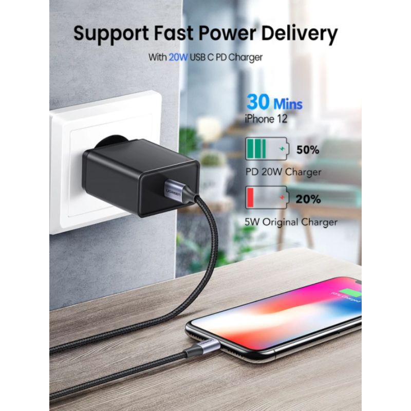 Ugreen MFi Cable Nylon USB C to Lightning PD Fast Charging - Kabel Iphone