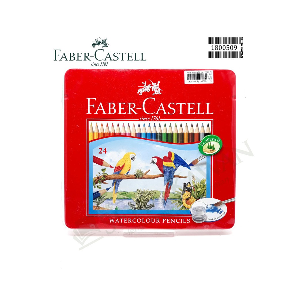 Pensil Warna Faber Castell 24 Watercolour Kemasen Kaleng (Tin case)