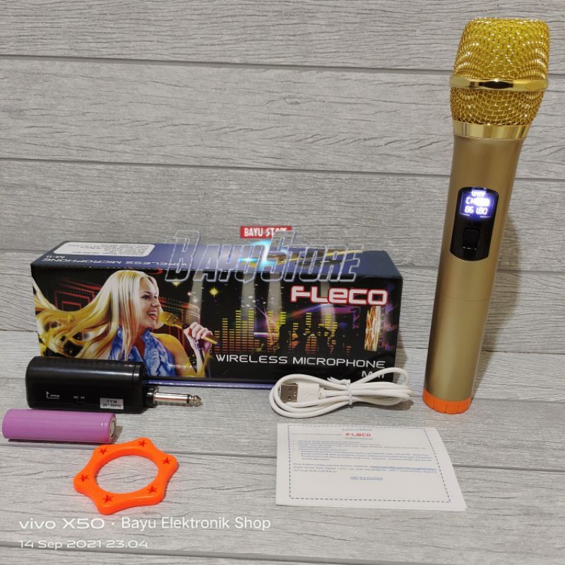 Mic Profesional Microphone Wireless Tanpa Kabel Merek Fleco type M11 - Free Busa /Sarung Mic MANTAP
