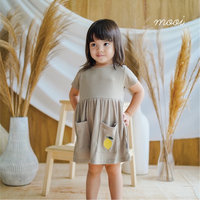 MOOI RIB POCKET DRESS/BABY DRESS