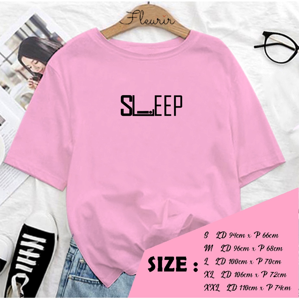 FLEURIR - KAOS SLEEP OVERSIZE KATUN WANITA DEWASA TUMBLR TEE UNISEX JUMBO