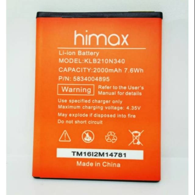 Baterai Handphone Himax Polymer Pure 3S H Classic M20i KLB210N340 Original Batre Batrai Battery HP