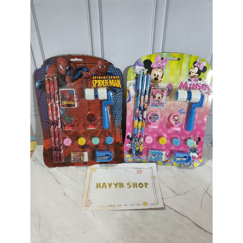 paket alat tulis/stationery set/study set ada CAP dan ROLLER stampel-1