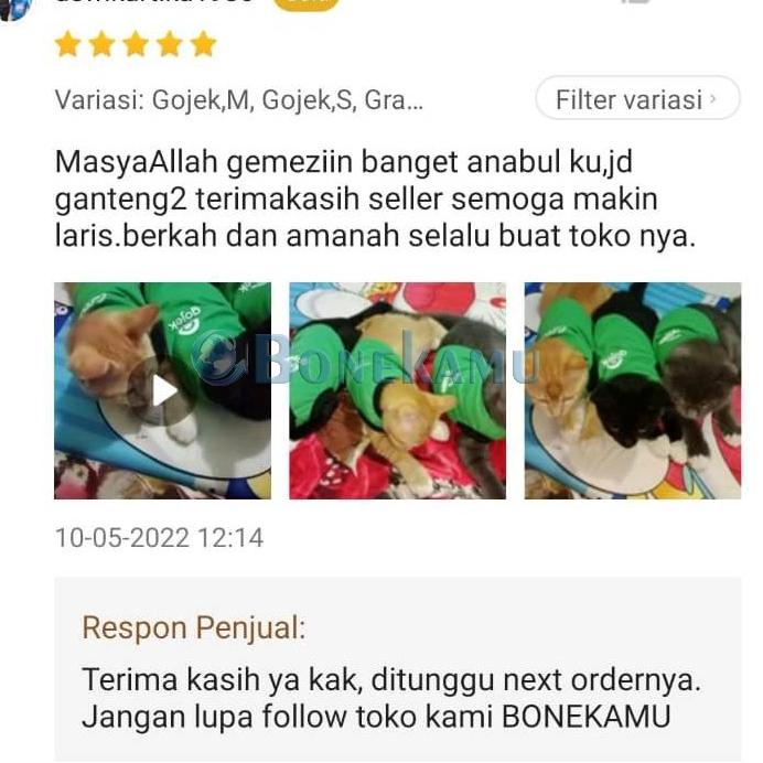 TERMURAH [REKOMENDASI] BAJU KUCING BAJU ANJING KELINCI MOTIF GOJEK GRAB ☆ 884