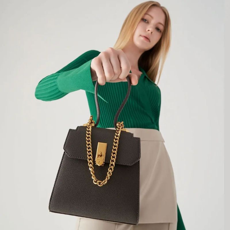 7.7 SALE | CK Locket Chain-Link Trapeze Bag / CK Geometric Top Handle Chain-Link Bag