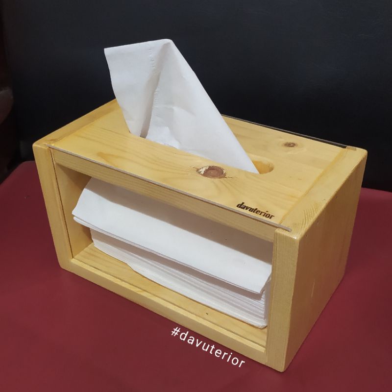 Wooden Akrilik Tissue Box Tempat Tisu Souvenir Kayu