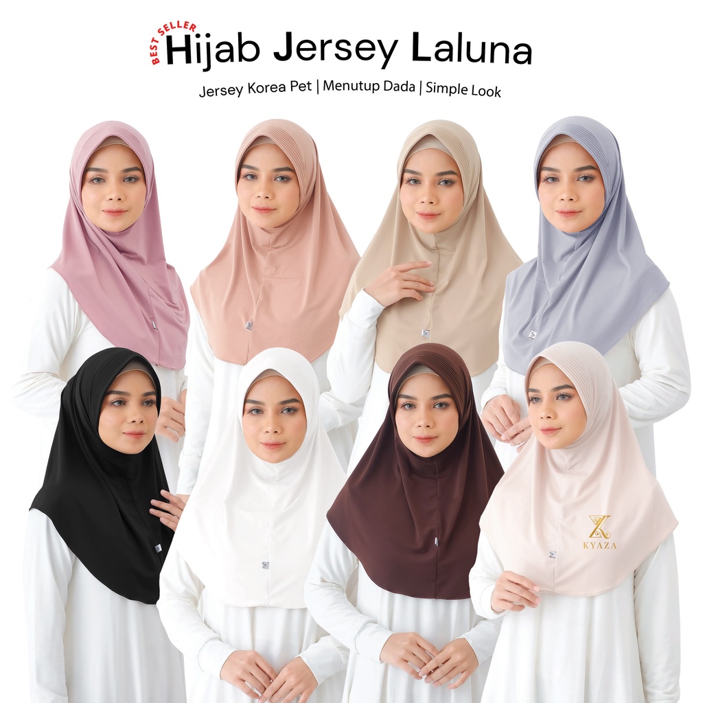 HIJAB Bergo Jersey Korea Menutup Dada, Bergo Hamidah, Bergo Oval, Jilbab Sekolah, LALUNA JERSEY PREMIUM KOREA