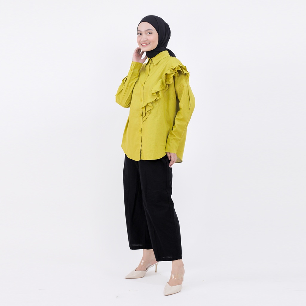 RX FASHION  - LOUISHA KATUN SHIRT XXL TWISTCONE / KEMEJA RAMI VALERIA / LOUISHA BLOUSE WANITA KEKINIAN OVERSIZE SHIRT RAMPEL - NN