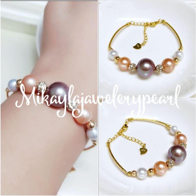 Gelang mutiara tawar|Gelang mutiara asli lombok|Gelang mutiara lombok|Mutiara lombok|Rhodium|kado